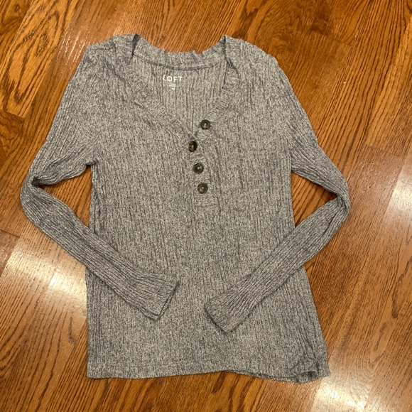 LOFT Tops - LOFT Charcoal Long Sleeve Henley Top